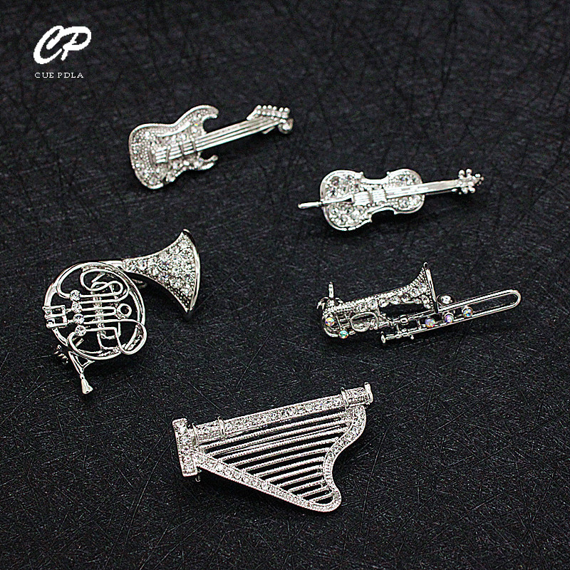 Musical Instrument Images - Bros alat musik berlian imitasi, bros