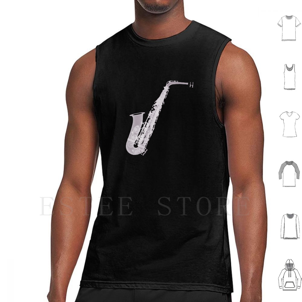 Musical Instrument Images - Saksofon-X-Ray Tank Top Rompi Tanpa Lengan