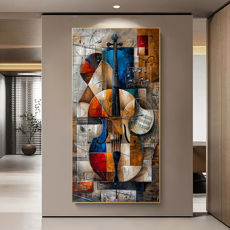 Musical Instrument Images - Poster Cello Abstrak Modern Cetakan Grafiti