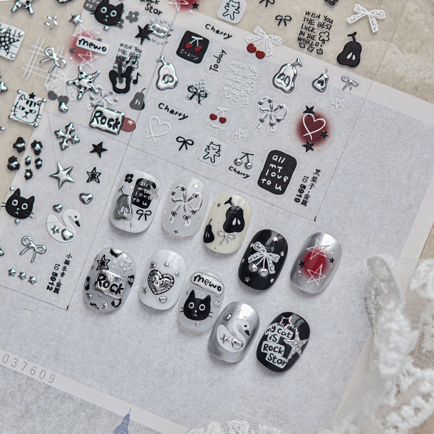1 Buah Stiker Kuku Motif Kucin - Musical Instrument Images ulasan dan harga