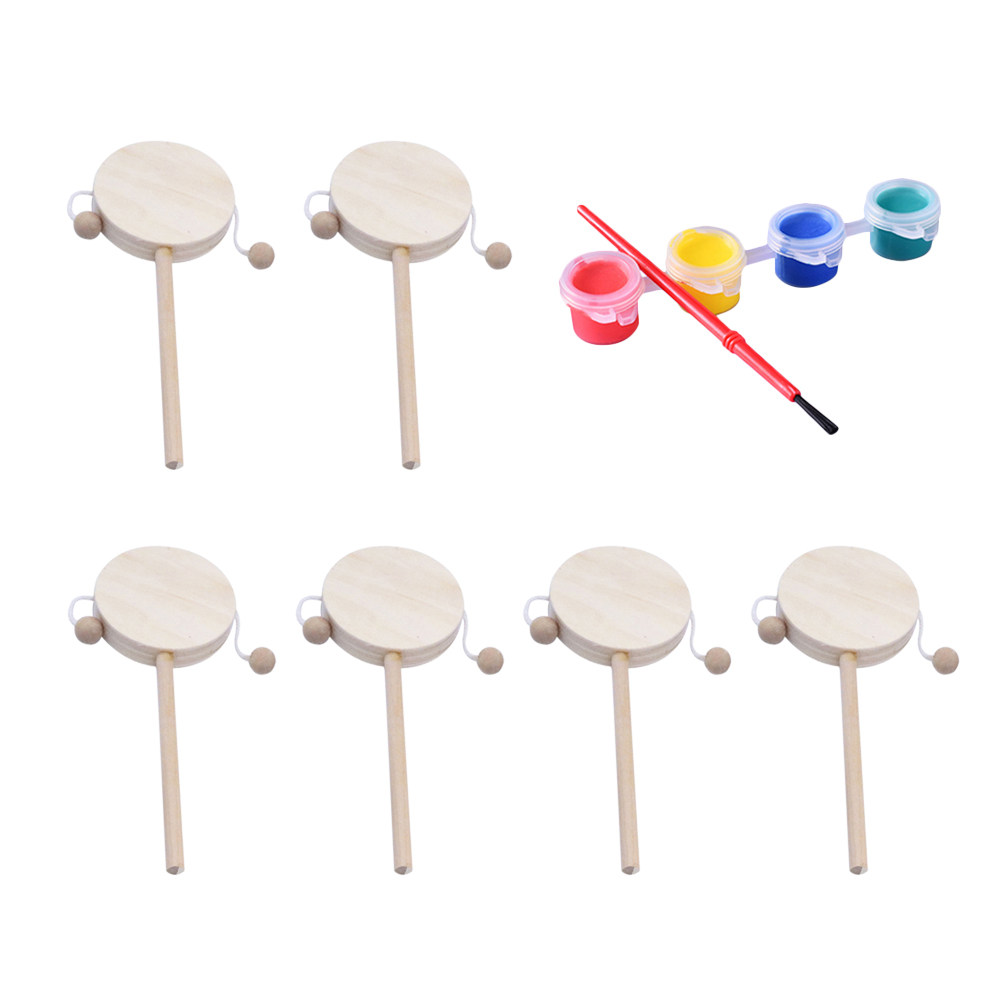 1Set Drum Rattle DIY Kayu Tanp - Musical Instrument Painting ulasan dan harga