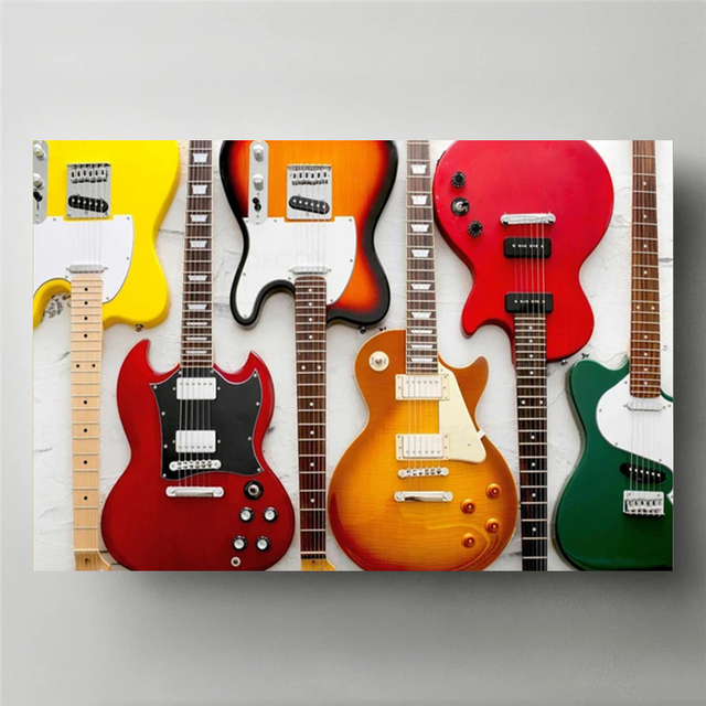 Lukisan Kanvas Gitar Musik Roc - Musical Instrument Painting ulasan dan harga