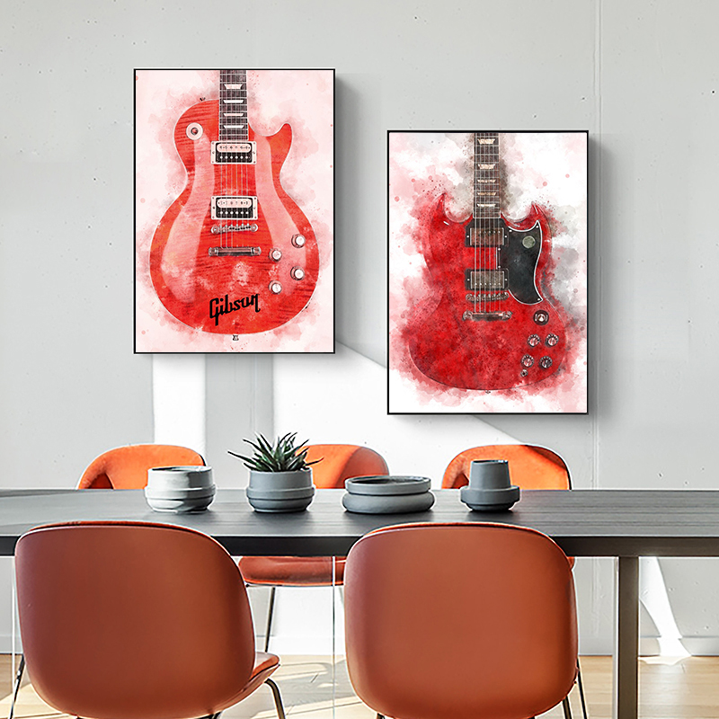 Lukisan Kanvas Gitar Musik Roc - Musical Instrument Painting ulasan dan harga