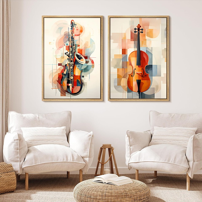 Poster Seni Dinding Kanvas Mus - Musical Instrument Painting ulasan dan harga